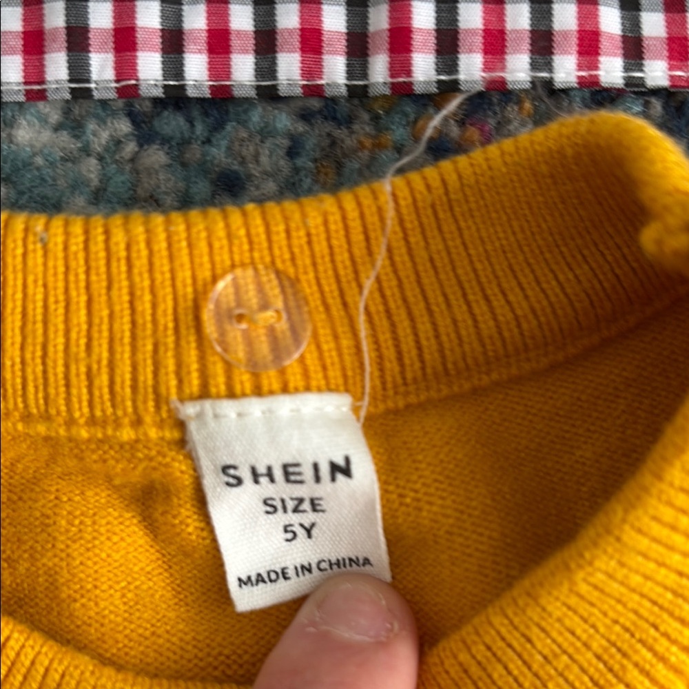 SHEIN Yellow and Gray Crewneck Sweater - Picture 2 of 3